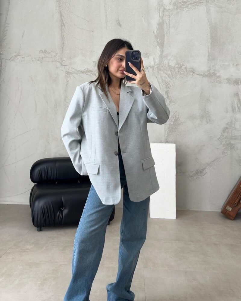 Premium Oversize blazer gris